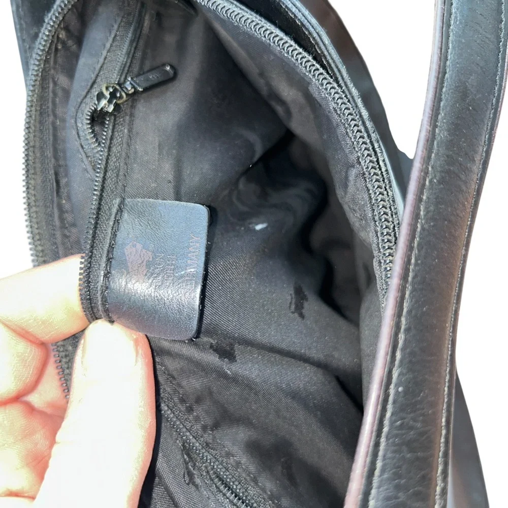 Braun Buffel Germany vintage black leather shoulder hand bag purse $700